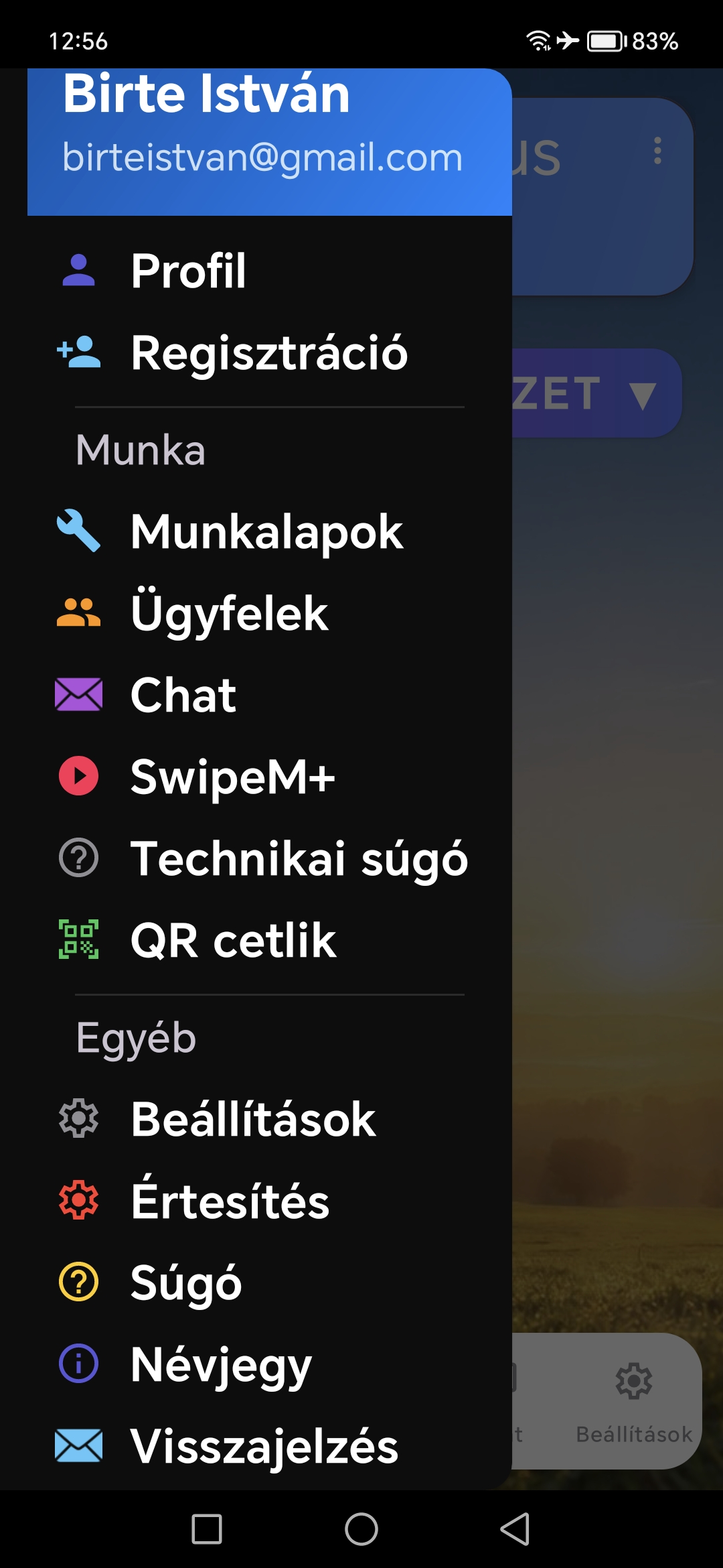 CRM menü