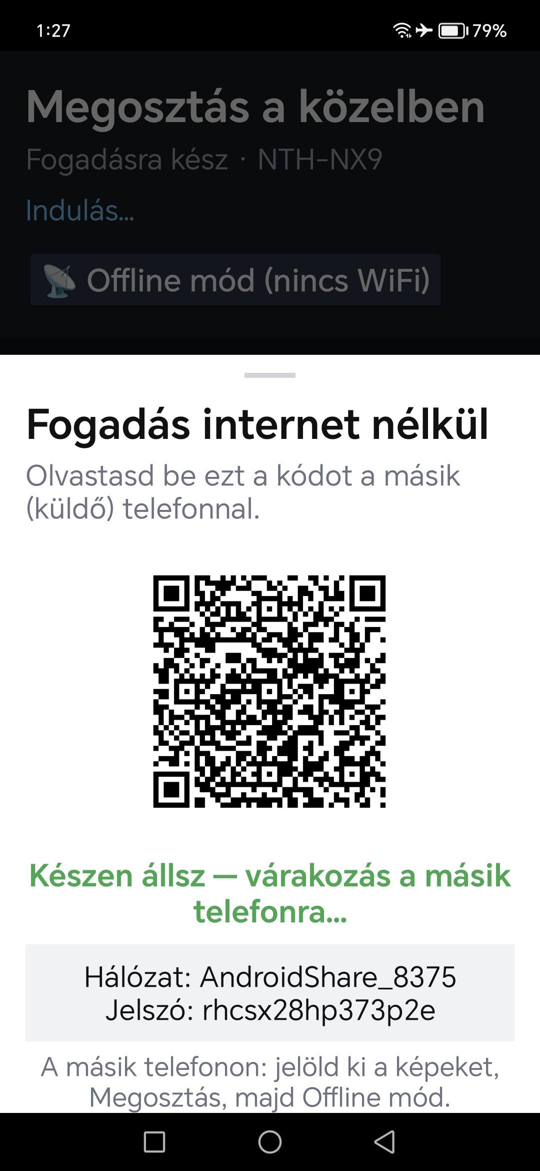 Offline QR-kódos megosztás